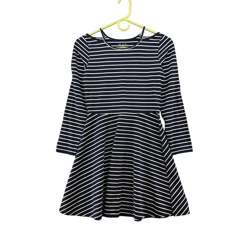NWT The Children's Place Girls Size L (10/12) T Shirt Dress Cold Shoulder Stripe
